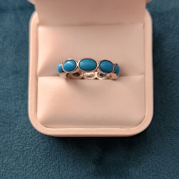 JTV Eternity Band, Sleeping Beauty Turquoise Sterling Silver Ring sz-7 - Picture 2 of 4
